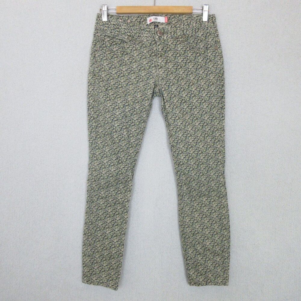 Cabi‎ Jeans Womens 2 Skinny Printed Floral Green Stretch Ankle Slim Casual Pants